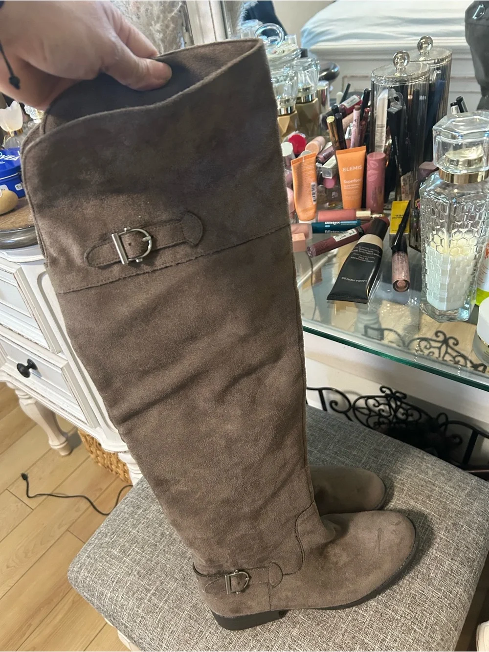 & Other Stories Taupe Over-the-Knee Suede-Look Boots